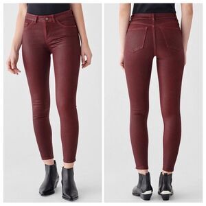 DL1961 Florence Instasculpt Coated Skinny Ankle Jeans in London Merlot 27